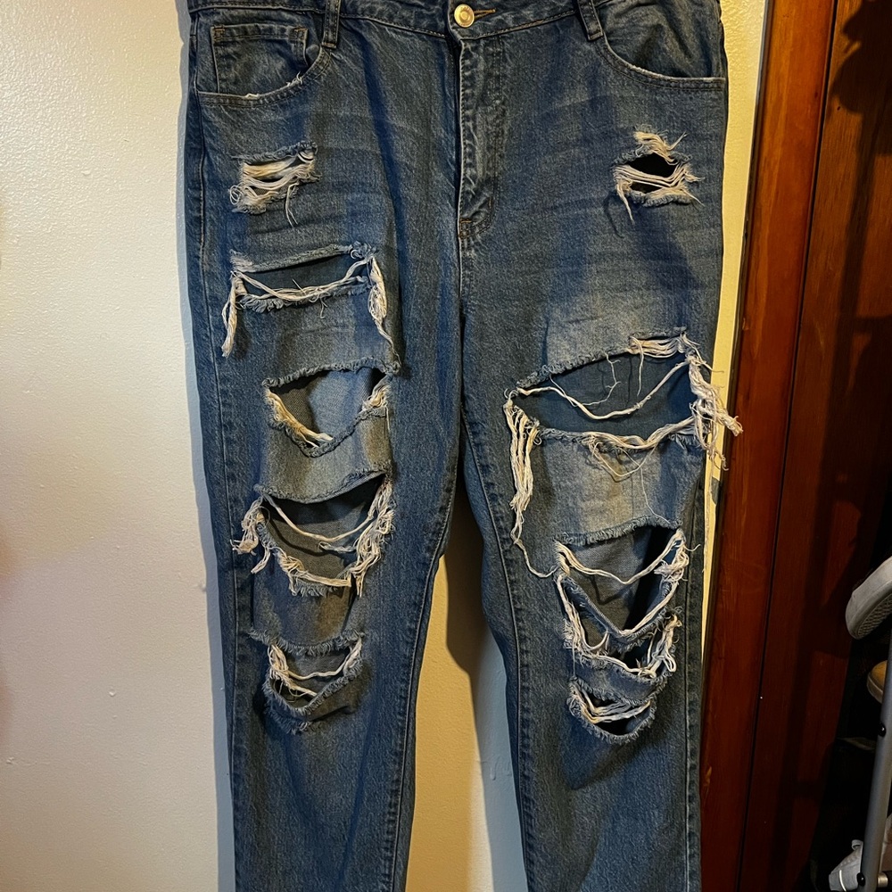 Distressed Blue Jeans